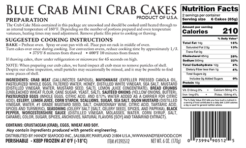 Handy Seafood Recall: Product Label Missing Milk and Fish Allergen Advisory in Whole Foods Blue Crab Mini Crab Cakes